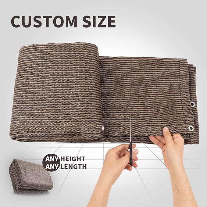 LOVE STORY Custom Size 2'6''x9' Brown Balcony Privacy Screen,UV Block Privacy Fence Screen,90% Shield for Outdoor Pool Garden Apartment Railing LOVESTORY