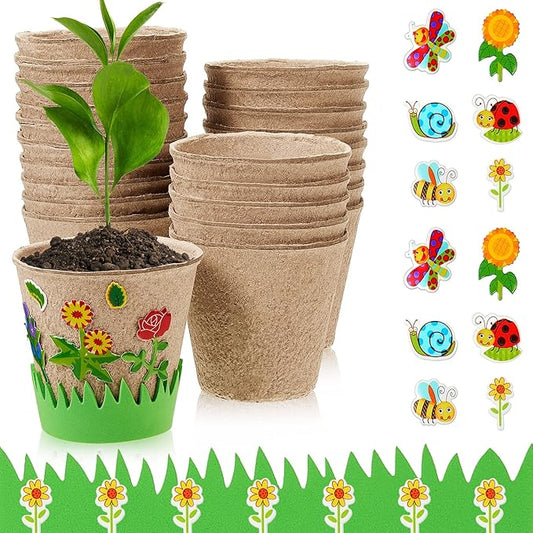 Jecery 30 Sets Garden Paper Craft Kit DIY Foam Flower Pots, Flower Planting and Growing Kit for Spring Summer Early Graduation DIY Crafts Jecery