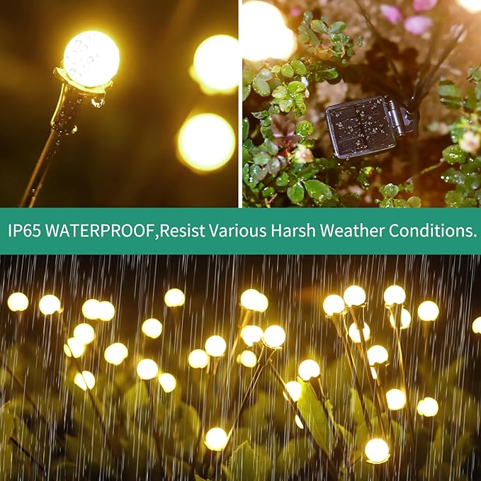 Solar Lights Outdoor Waterproof 4 Pack of 32 LEDs Garden Patio Firefly Decoration Unique Gifts Women Grandparents Rootora