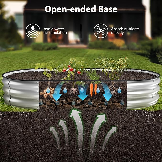 Raised Garden Bed Kit, 6x3x1 ft Galvanized Planter Box Outdoor with Safety Edging, Large Metal Raised Beds for Gardening Vegetables Flower Herb (Silver) Winpull