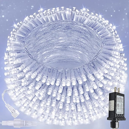 Connectable 100 LED String Lights Indoor Outdoor, 33FT Cool White Christmas Lights Waterproof, 13 Modes with Timer, Twinkle Fairy Lights Plug in Clear Wire for Christmas Tree, Bedroom, Classroom Decor SANJICHA
