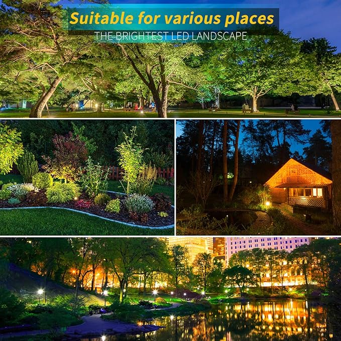LED Landscape Lights,5W 120V AC Outdoor Pathway Garden Yard Spotlight,IP65 Waterproof Garden Flood Light,Outdoor Spotlight with Stake,UL Cord 5-ft with Plug (Pack of 4, Warm White) LEACOCO