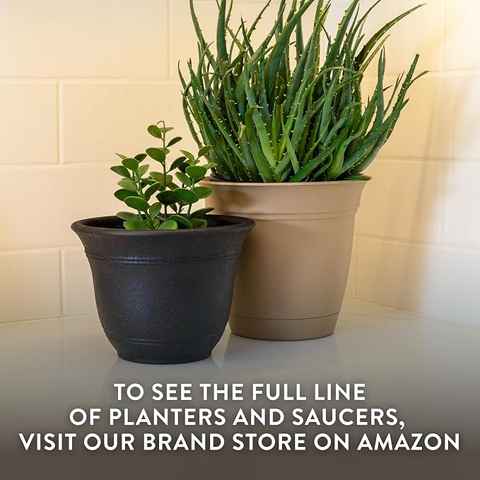 The HC Companies Sierra Round Self-Watering Pot - Lightweight Plastic Planter for Herbs & More - Durable Plant Pots for Indoor Plants & Outdoor Plants (13” Celtic Bronze, Pack of 1) TheHCCompanies