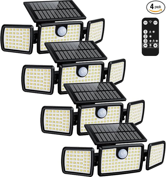 MIHANI Solar Lights Outdoor, Quick Charge Solar Motion Deck Lights Outdoor for Deck with High Brightness, Larger Built-in Tempered Glass Panel, Sensitive PIR Motion Inductor (Remote,4 Pack) MIHANI