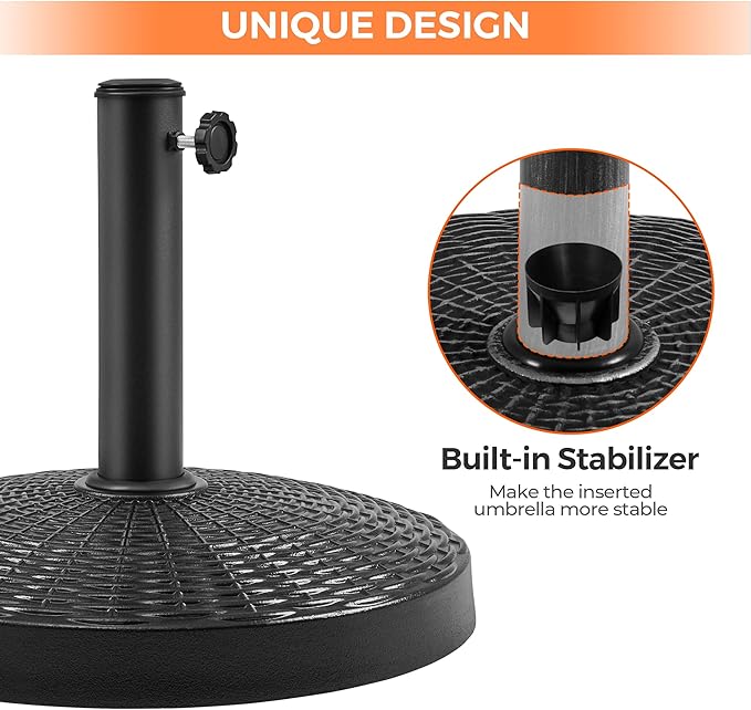 Yaheetech 31lbs Umbrella Base, Heavy Duty Patio Umbrella Base Stand, Round Resin Umbrella Base Stand, Outdoor Market Umbrella Base for Garden, Backyard, Beach Yaheetech