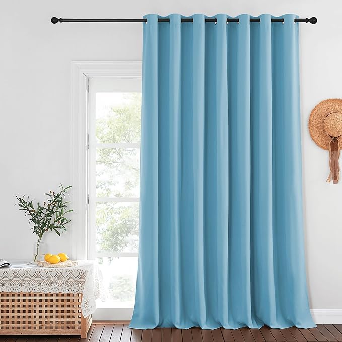 NICETOWN Blackout Curtains for Sliding Glass Door Room Divider Noise Reduce Curtain Panel Portable Window Screen Sliding Partition, W100 x L102 inches, 1 Panel, Teal Blue NICETOWN