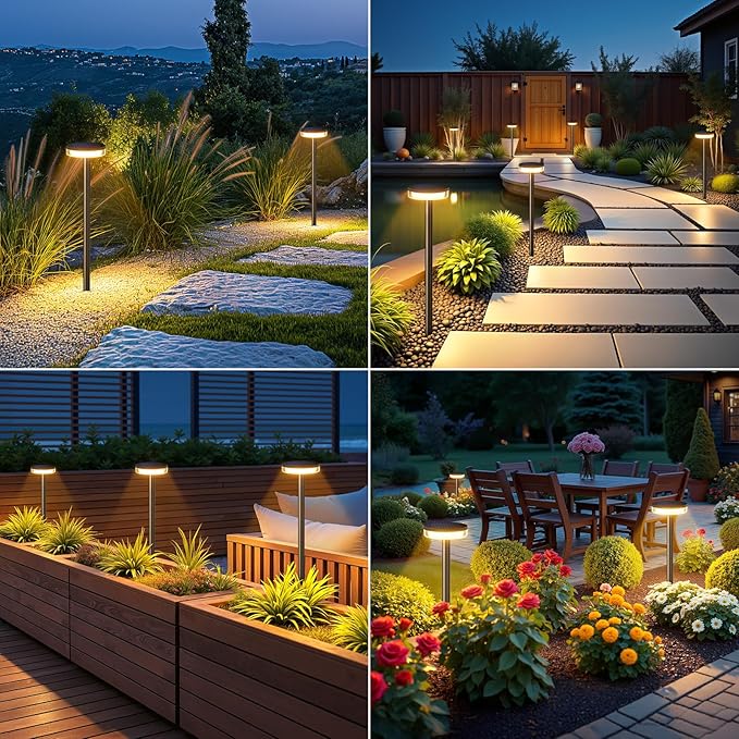 LETMY Solar Pathway Lights Outdoor, 2 Pack 2X Brighter Solar Lights Outdoor Waterproof, Taller Pathway Light with Larger Panel, Auto On/Off Up to 12Hrs Driveway Light for Yard Outside Patio Path Lawn Letmy