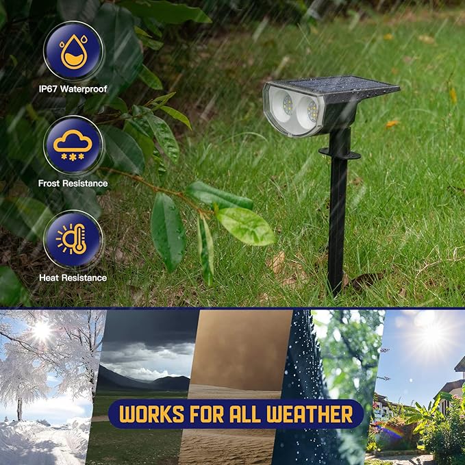 Kyosho Solar Color Spot Lights Outdoor, 9 Lighting Modes Halloween Christmas Lights, 38 LEDs Color Changing Waterproof RGBW Multicolor Tree Pool Solar Spotlight, 2 Pack Kyosho
