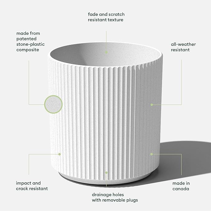 Veradek Round Demi Planter Pots for Indoor/Outdoor Garden Use | Made from Plastic - Concrete Mix with Drainage Holes | Perfect for Small to Large Succulent Plants, Flowers, Modern Interior Plants VeradekOutdoor