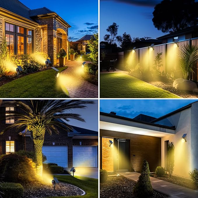 nipify 10 Pack Solar Spot Lights Outdoor Waterproof with 3 Modes, Solar Spotlight Light for Outside Yard Landscape Lighting Pathway Lights Wall,Warm White Nipify