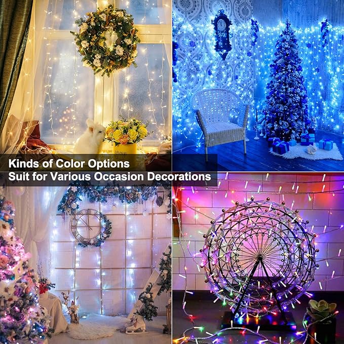Brizled Color Changing String Lights, 33ft 100 LED Pasrel Easter Mini Lights with Remote, Dimmable RGB Lights String Clear Wire, Indoor USB Twinkle Light for Christmas Halloween Year-Round Decor Brizled