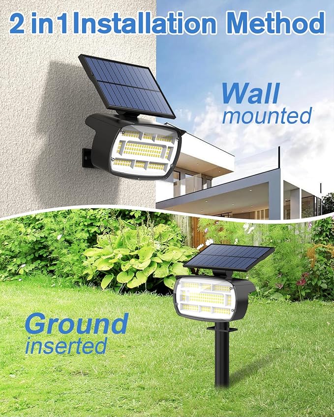 Fabrito Large Solar Spot Lights Outdoor 4 Pack, 1000 Lumens High Brightness, IP65 Waterproof Solar Spotlight with 136 LEDs, Dusk to Dawn Solar Landscape Lights for Yard, Garden, Pathway, Plants(White) Fabrito