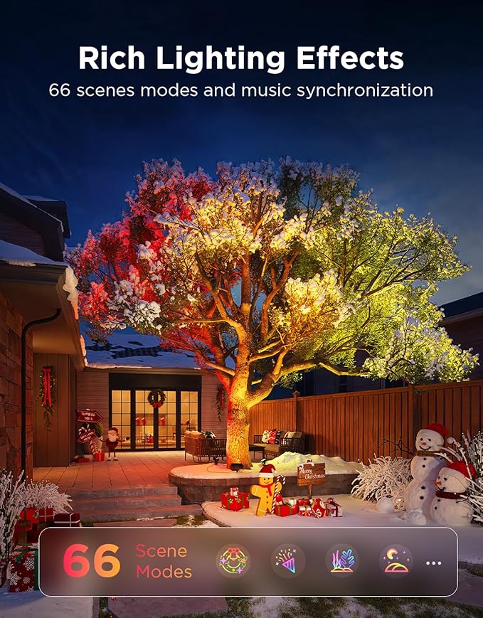 Govee Outdoor Tree Lights 3-Pack, RGBWIC LED Landscape Lighting, Outdoor Lights for Yard Garden Patio, 66 Scene Modes for Holiday Party and Event, App Control, Google Assistant, Matter Govee