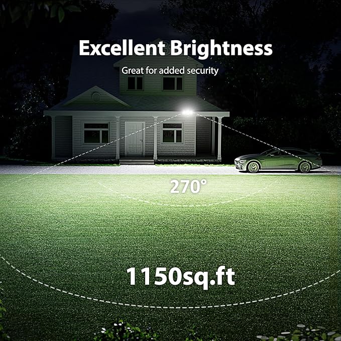 Onforu 75W LED Flood Light Motion Sensor Outdoor, 7000lm Dusk to Dawn Flood Light, Security Light with Three Head, IP65 Waterproof Exterior Floodlight, 6500k Wall Light for Entryway Stairs Yard Garage Onforu