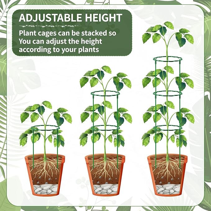 36 Pack Plant Support Stakes Sets - Versatile Plant Cages, Stackable Garden Flower Support， Small Plant Stakes for Indoor Plants,Tomato,Monstera, Peony, Hydrangea, Climbing Plants Rootora