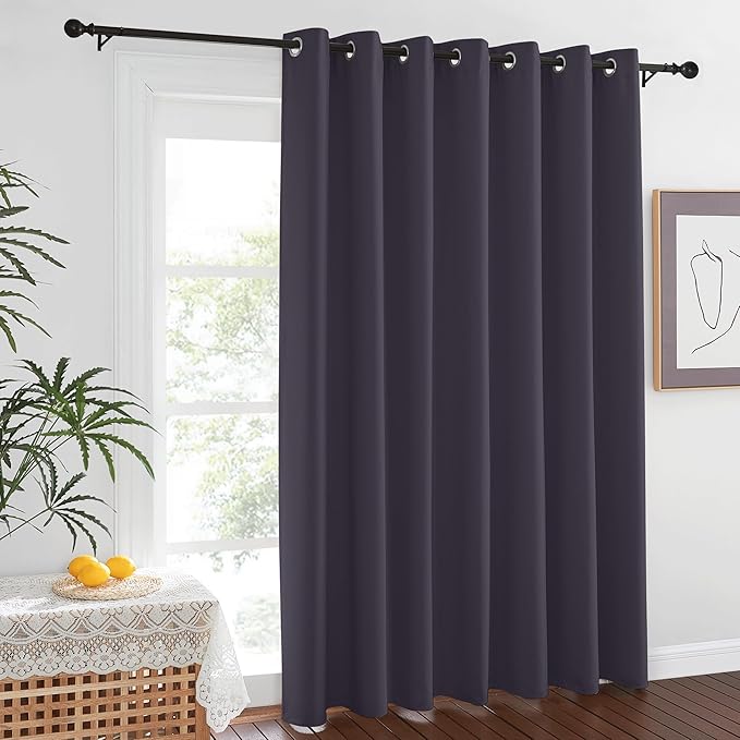 NICETOWN Blackout Curtains for Living Room Bedroom - Sliding Patio Door Insulated Blackout Drapes, Extra Wide Curtain for Villa/Hall/Parlor (100 inches W x 84 inches L, Greyish Purple) NICETOWN