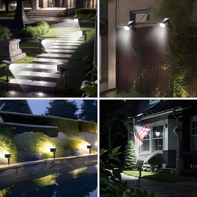 Solar Spot Lights Outdoor 10 Pack, [46 LED/3 Modes] Solar Landscape Spotlights Waterproof, 2-in-1 Auto On/Off Solar Powered Lights for Outside Yard Garden Wall Pathway(Cool White) TadyrealSolarLights