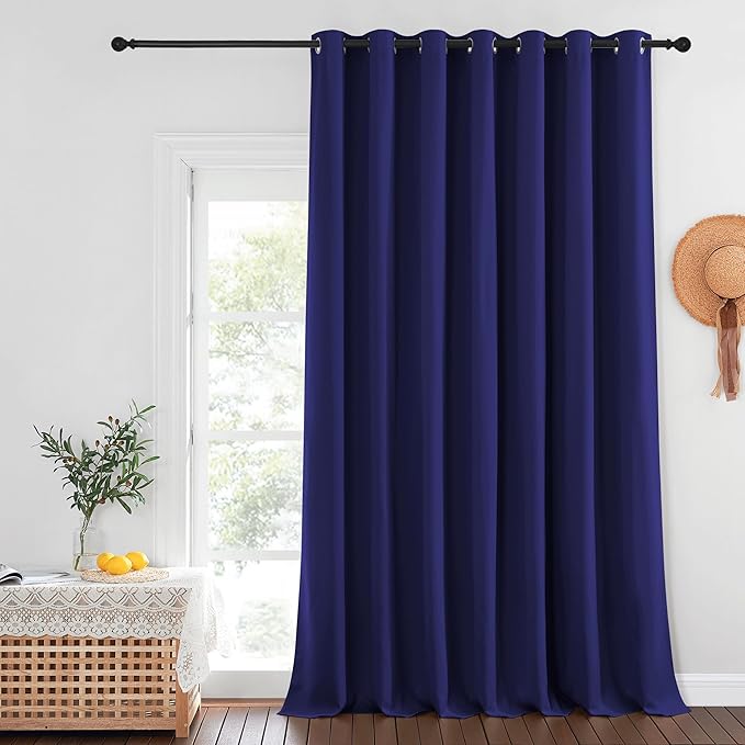 NICETOWN Navy Blue Blackout Curtains for Bedroom/Living Room 132 Inch Length - Thermal Insulated Room Darkening Grommet Top Window Curtains (100 by 132 - Inch, 1 Panel) NICETOWN