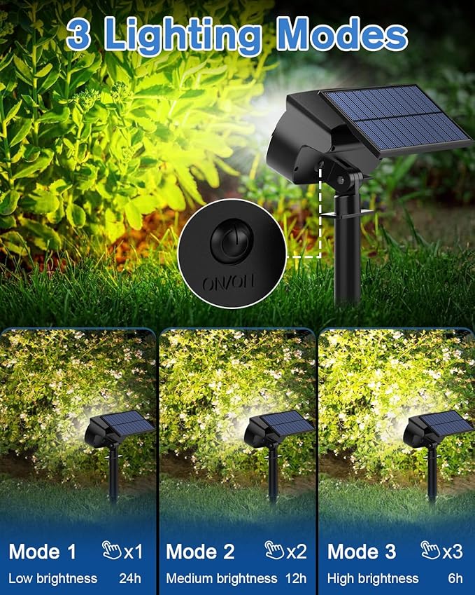 Fabrito Large Solar Spot Lights Outdoor 4 Pack, 1000 Lumens High Brightness, IP65 Waterproof Solar Spotlight with 136 LEDs, Dusk to Dawn Solar Landscape Lights for Yard, Garden, Pathway, Plants(White) Fabrito