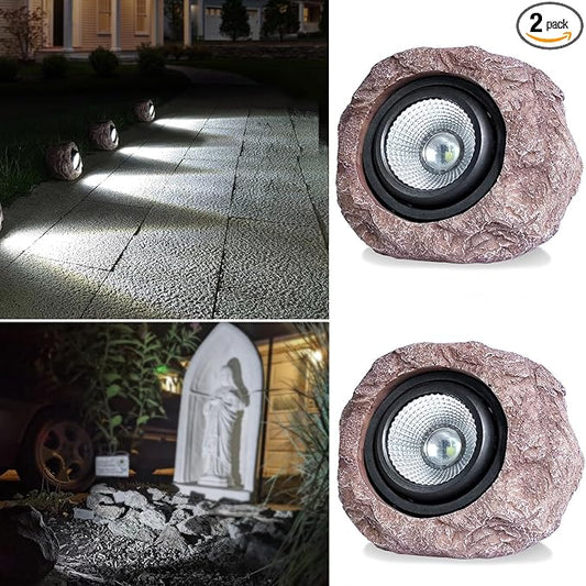 Outdoor Solar rock lights,IP65 Waterproof LED Super Bright spotlights, suitable for house exteriors, stairways, garden statues, sidewalks, pond rock landscapes, and palm tree display lighting- 2Pcsk Cloud+sakura