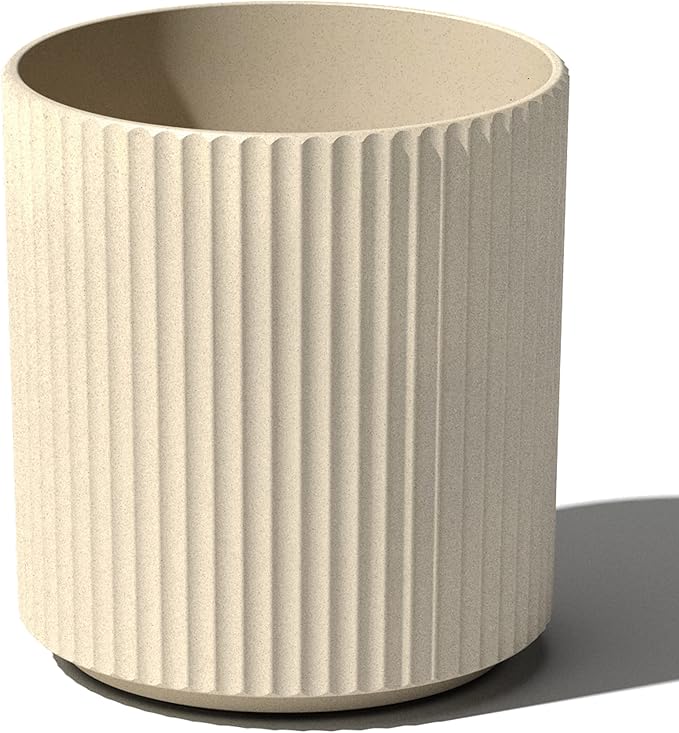Veradek Demi Series Round Planter for Porch, Patio, Backyard | Durable Plastic-Concrete Material | Modern Décor for Tall Plants, Flowers VeradekOutdoor