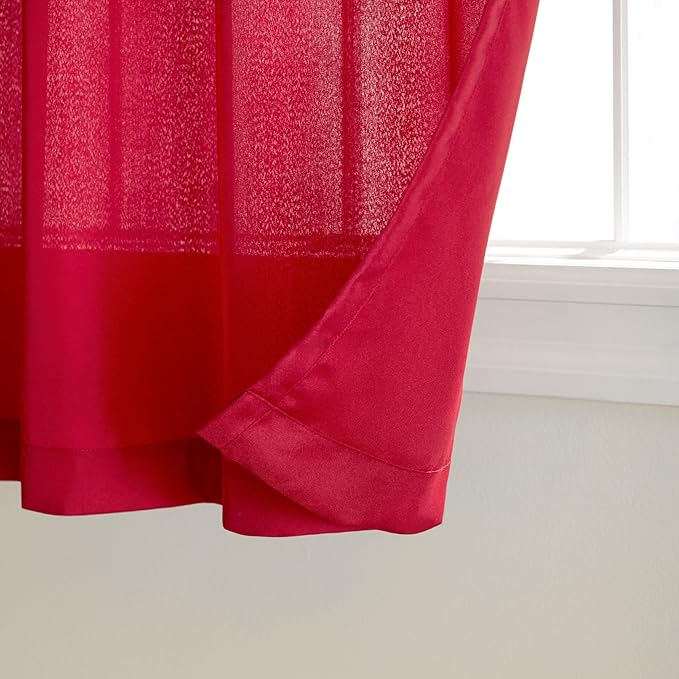 TOWN & COUNTRY BASICS Cabana Solid Heavyweight Indoor Outdoor Curtains, Light Filtering Opacity with Grommet Top, Water Repellent, 2-Pack Set, 54"x84", Radiant Red TOWN+%26+COUNTRY+BASICS
