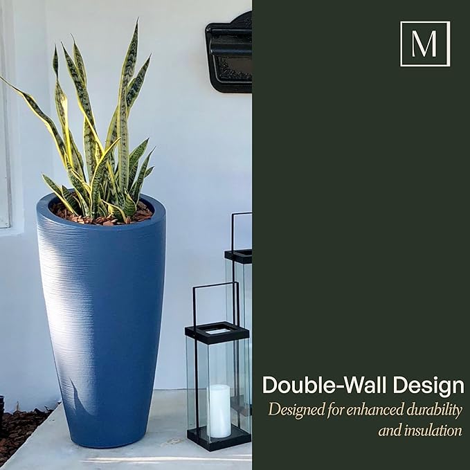 Mayne Modesto 32-Inch Tall Planter – Weather-Resistant Planter for Flowers – Durable Indoor/Outdoor Design for Patio, Porch, or Entryway Mayne