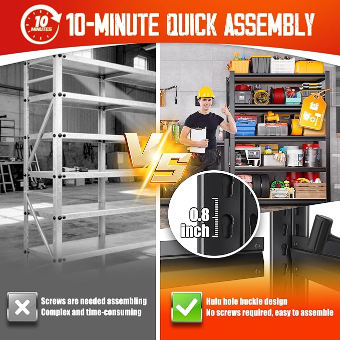 Set of 4 71"H Garage Shelving-5 Tier Garage Storage Shelves,Adjustable Heavy Duty Metal Shelving Unit and Storage Large Rack,Utility Steel Shelf For Warehouse Industrial Pantry Basement 71"x32"x14" Rootora