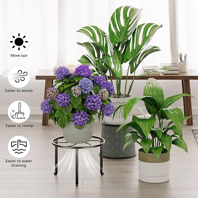 5 Pack Metal Plant Stands Anti-Rust Iron Heavy Duty Potted Holder for Flower Pot Indoor Outdoor Decoration Small Plant Holders for Home Garden Rootora