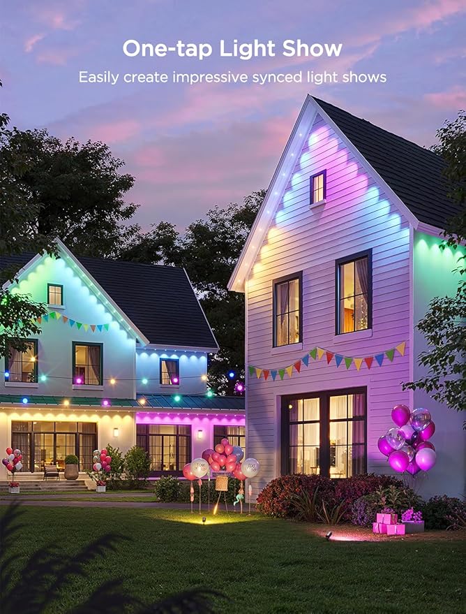 Govee Permanent Outdoor Lights 2, 50ft RGBIC Outdoor Lights with 36 LED Lights, IP67 Waterproof, 100 Scene Modes with 40lm White for Outdoor Decorations, Works with Alexa, Google Assistant, White Govee