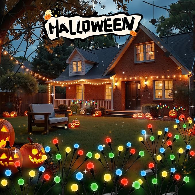 ALSO GO Solar Garden Lights, Solar Firefly Lights Outdoor 8 Pack 64 LEDs, Color Changing Swaying Light for Yard Patio Pathway Holiday Decoration, Iron Wire & Heavy Bulb Base, Gardening Gifts ALSOGO