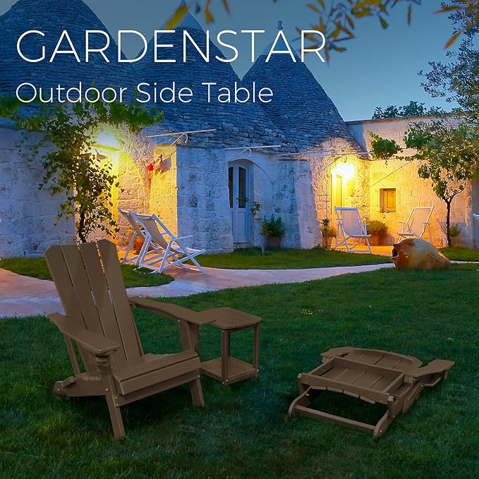 Adirondack Square Outdoor Side Table,2-Tier Storage Patio Side Table, HDPE End Tables for Backyard Pool Porch Garden Lawn GARDENSTAR