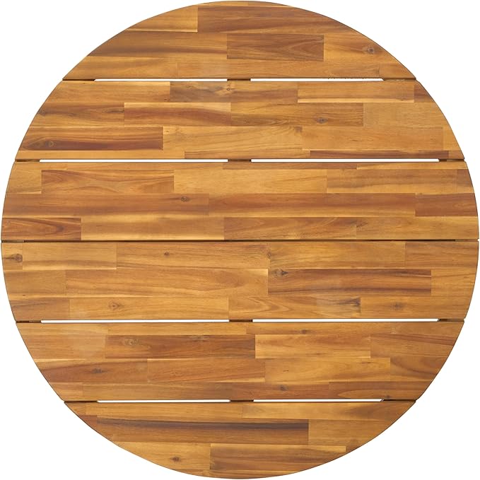 SAFAVIEH Outdoor Collection Leo Natural/Black 4-Leg Round Coffee Table, Ideal for Deck, Patio, Backyard, Sunroom SAFAVIEH