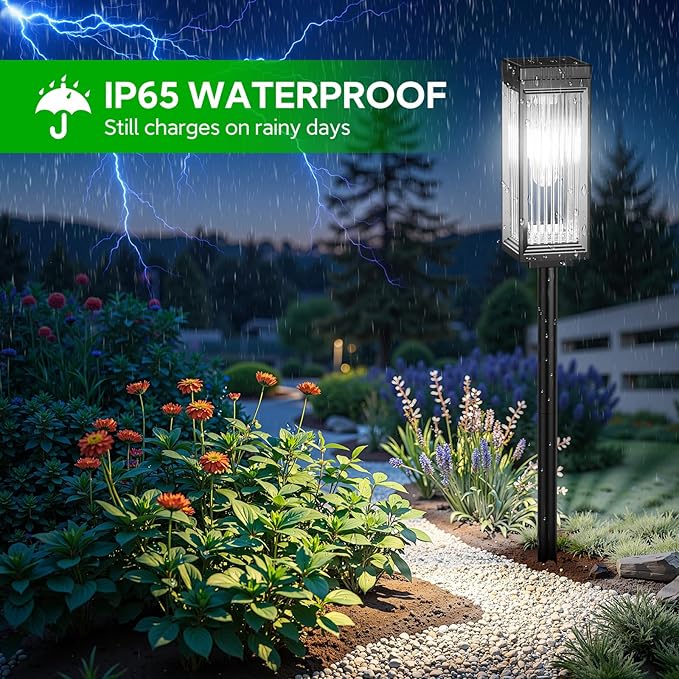 Solar Pathway Lights Outdoor, 6 Pack Upgraded Solar Lights Outdoor Waterproof, Bright Up to 15 Hrs Auto On/Off Garden Light for Yard Patio Lawn Path Walkway Driveway Outside Decor(Cool White) ELECLINK