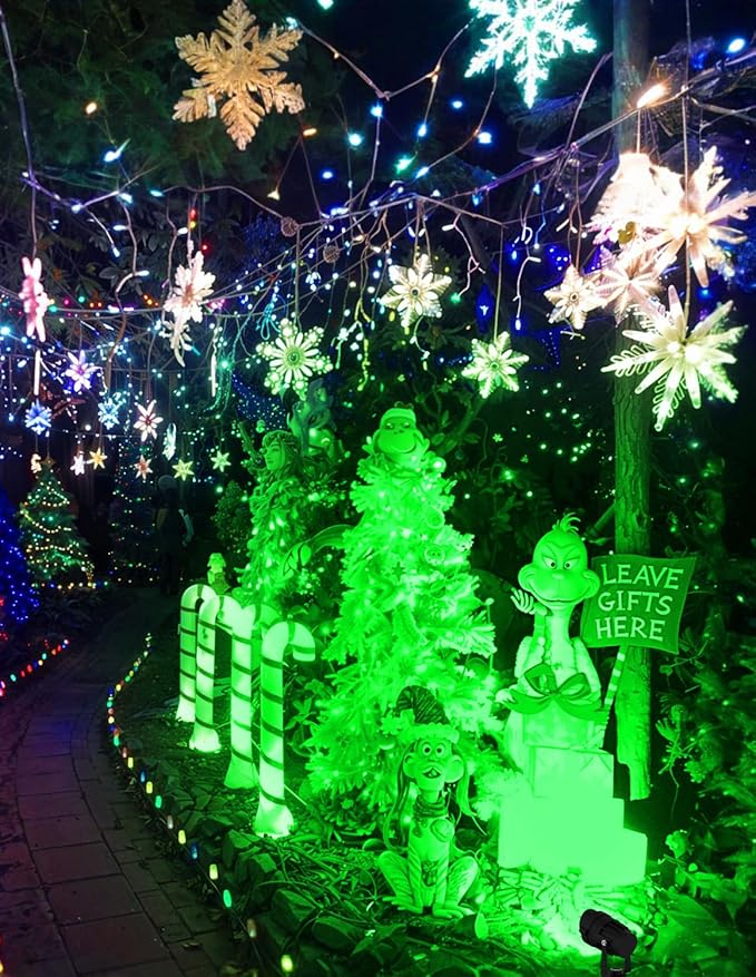 Green LED Spot Lights Outdoor, 14 LED Landscape Lighting with US Plug, IP65 Waterproof Spotlights for Tree Yard Garden Pathway Flag St. Patrick's Day Halloween Christmas Decor 2 Pack CREPOW