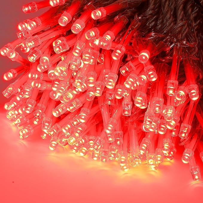 LJLNION 300 LED Valentines Lights, Extra Long 98.5FT Christmas String Lights Outdoor Indoor, 8 Lighting Modes, Plug in Waterproof Fairy Lights for Wedding Party Bedroom Decorations (Red) LJLNION