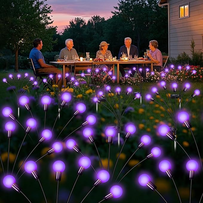 Solar Garden Lights Outdoor, Waterproof Solar Powered Lights for Yard Pathway Patio, Swaying Lawn Decor as Gardening Gifts for Women Holiday (Purple, 4 Pack) NBQQ