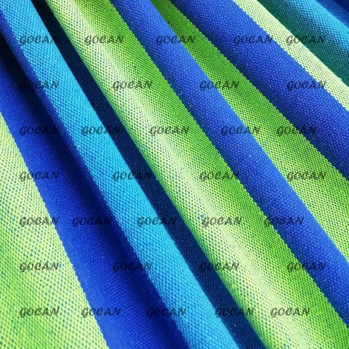 Brazilian Double Hammock 2 Person Extra Large 220x160cm Total Length 330cm Load 500lb Canvas Cotton Hammock for Patio Porch Garden Backyard Lounging Outdoor and Indoor(Blue/Green) XXL GOCAN