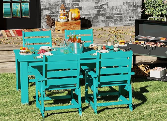 GREENVINES Outdoor Dining Chair | HDPE | Patio Chairs | All-Weather | Aqua GreenVines