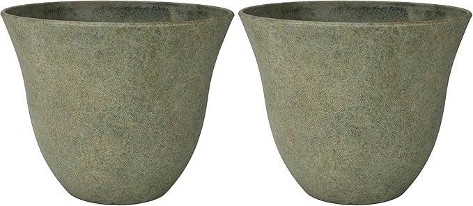 Classic Home and Garden Honeysuckle Resin Flower Pot Planter, Fossil Stone, 15" (Pack of 2) ClassicHomeandGarden
