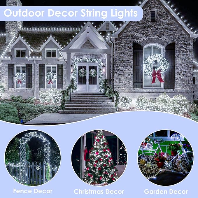 66Ft 200LED Fairy Lights Plug in with Remote, Waterproof String Lights Outdoor & Indoor 8 Modes with Timer, LED Twinkle Lights for Girl's Room Garden Patio Halloween Christmas Decorations (Cool White) BHCLIGHT