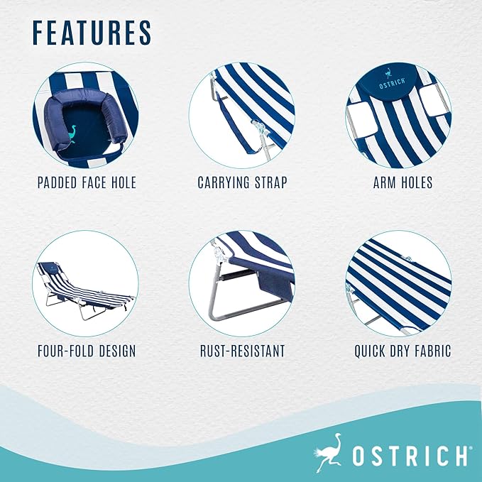Ostrich Chaise Lounge Blue and White Striped OstrichProducts