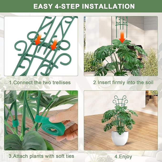 10 Pack Indoor Plant Trellis for Potted Plants, Stackable Garden Trellis for Climbing Plants Outdoor, Small Trellis for Houseplants Rose Hoya Pothos Plant Climber Support Qaobo