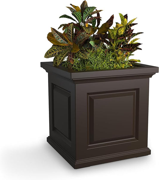 Mayne Nantucket 20-Inch Square Planter – Self-Watering, Weather-Resistant Planter for Flowers – Durable Outdoor Design for Patio, Porch, or Entryway Mayne