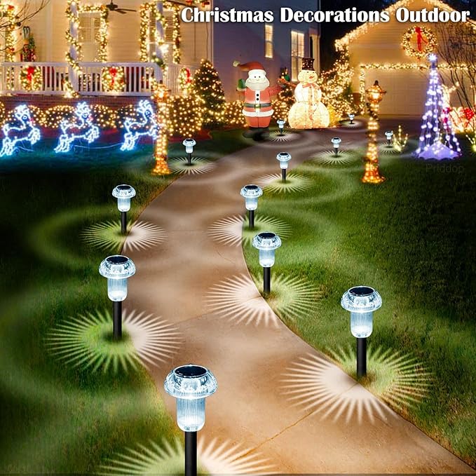 Solar Lights Outdoor Pathway Waterproof 8 Pack Cold White LED Acrylic Mushroom Decorative Garden Lights for Yard Landscape Patio Outside Decor Priddop