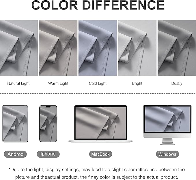RYB HOME Outdoor Curtains for Patio Waterproof Block Sunlight Thermal Insulated Privacy Assured Thick Outside Curtains for Porch, Gazebo, Pergola, W84 x L84, Light Grey, 1 Panel RYBHOME