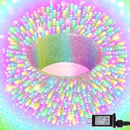 LJLNION 300 LED Easter String Lights, Extra Long 98.5FT Fairy Lights Outdoor Indoor, 8 Lighting Modes, Plug in Waterproof for Patio Garland Party Bedroom Garden Spring Decorations (Pastel Multicolor) LJLNION