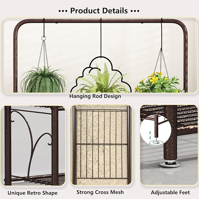 SORCEDAS Plant Stand Indoor Outdoor 3 Tier Tall Corner Hanging Shelf Metal Flower Stands Ladder Holder for Living Room Balcony Garden Patio Multiple Plants, Bronze SpecialYourHome