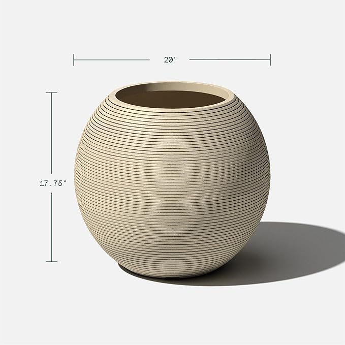 Veradek Strata Series Sphere Round Planter for Patio & Backyard | Durable Plastic-Stone Material | Modern Décor for Tall Trees and Plants VeradekOutdoor