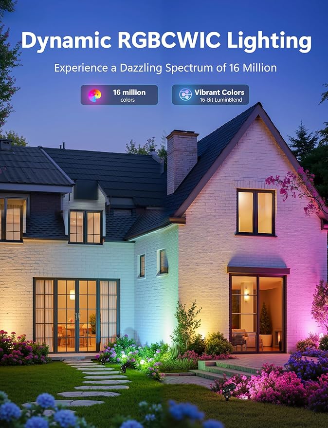 Smart Landscape Lights, APP Controlled RGBCW Color Changing Spot Lights, IP65 Waterproof 24V Low Voltage Outdoor Spotlights for Garden Yard Pathway Holiday Decor TakThree